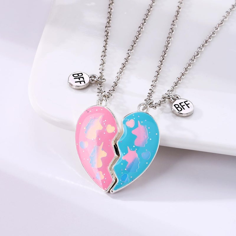 DOYYCA Best Friend Necklace Gifts Friendship Necklace Magnetic Matching Heart Unicorn Dolphin BFF Necklace for 2 Girls - Image 3